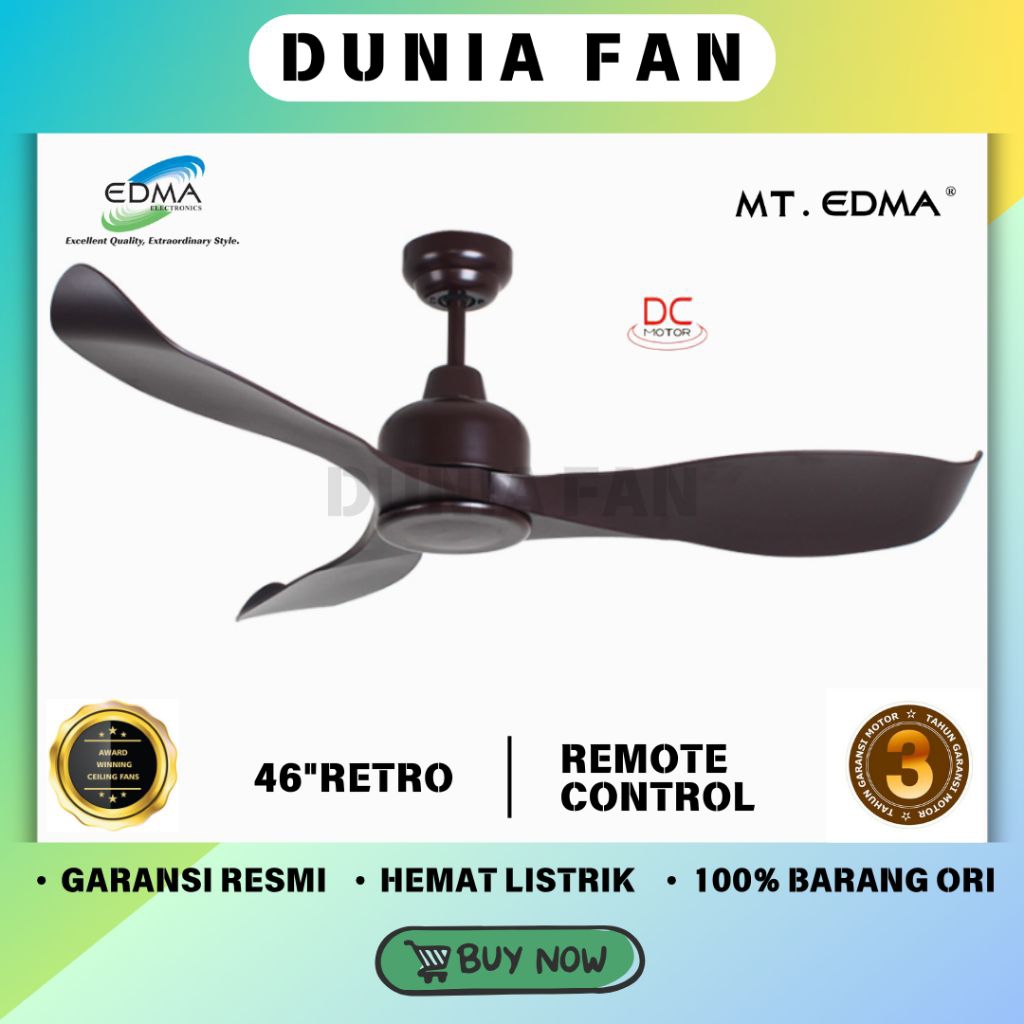 MT EDMA 46in Retro Kipas Angin Dekorasi dengan Remot Control