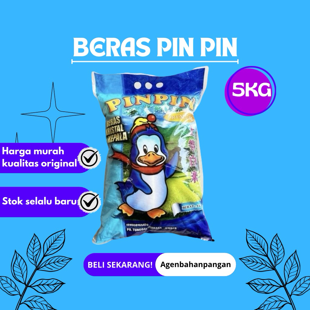 

beras Pin Pin 5Kg (pulen, wangi, kualitas premium, anti semut)