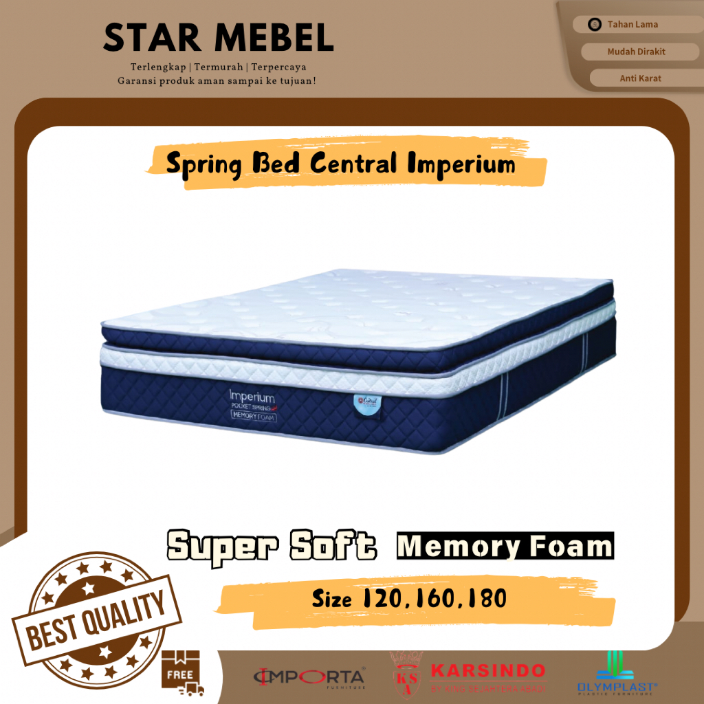 Spring Bed Central Imperium Pocket Spring With Memory Foam (TANPA DIVAN)