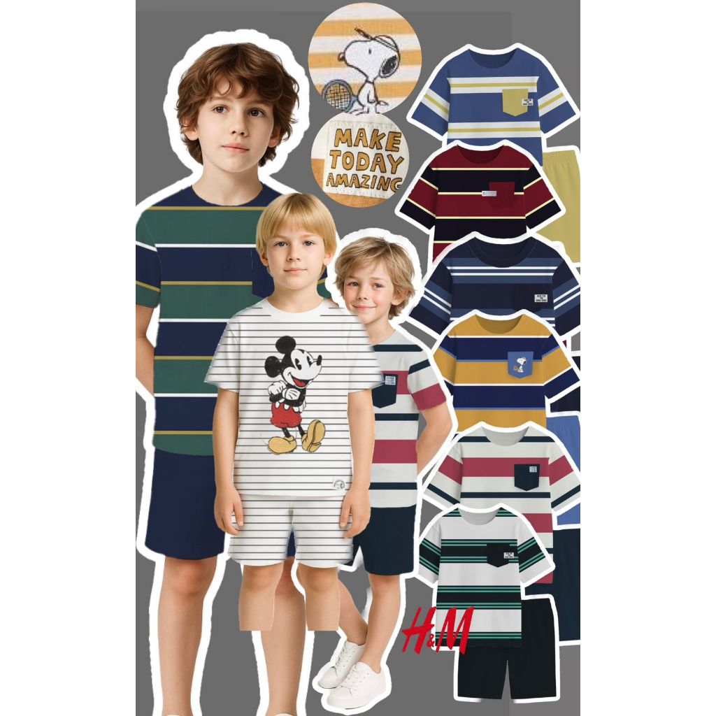 Setelan tshirt & shotpant anak HM ( Unisex )