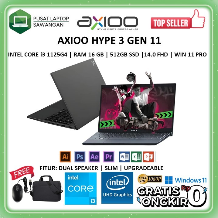 AXIOO MYBOOK HYPE 3 G11 INTEL I3 GEN 11 1125G4 16GB 512GB IPS WINDOWS 11 PRO