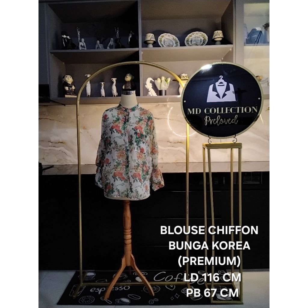 BLOUSE KEMEJA SIFON BUNGA2 KOREA (PREMIUM)