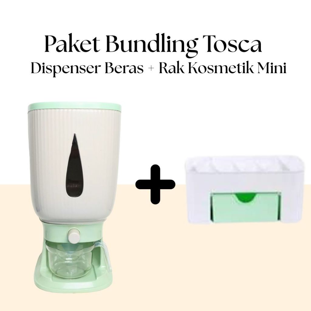 Terbaru Paket Hemat Dispenser Beras Trilins & Rak Kosmetik Mini Tempat Penyimpanan Praktis Serbaguna