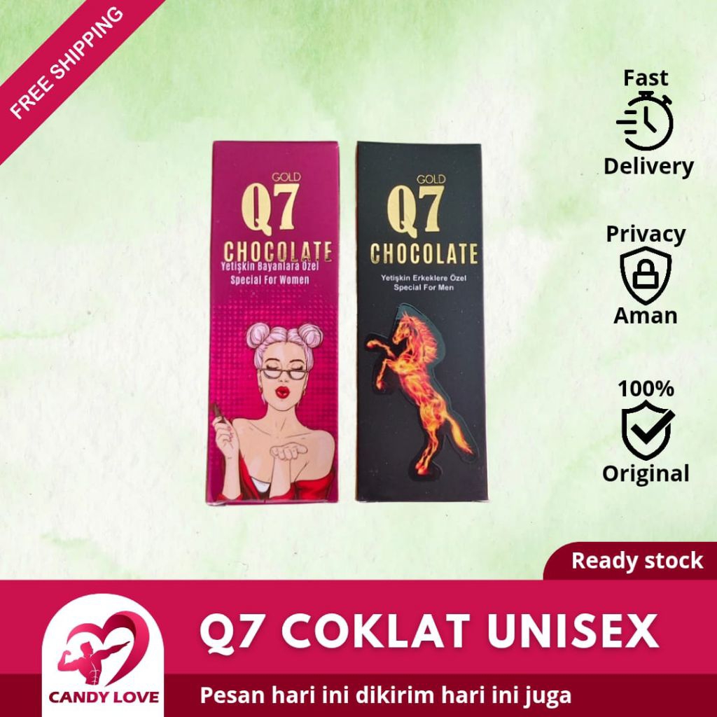 

Coklat Q7 Gold Chocolate Turkey 1 Pcs Pink & Hitam Camilan Cokelat Untuk Stamina Pria dan Wanita