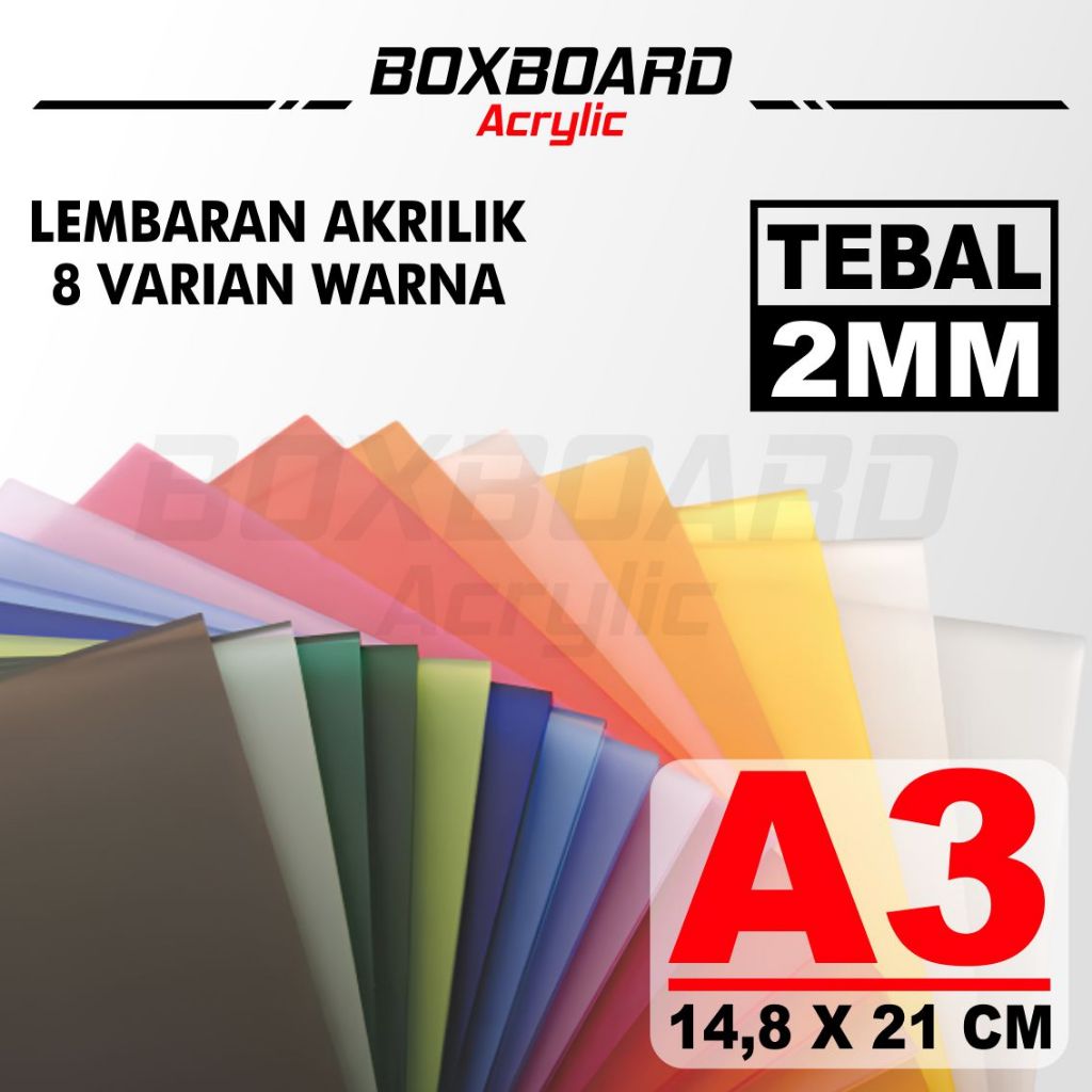 Akrilik Warna / Ukuran A3 / Akrilik Lembaran / Ketebalan 2MM / Acrylic Sheet A3 2MM