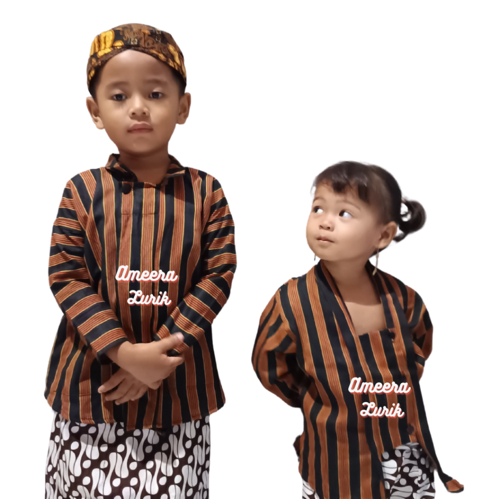 baju couple anak laki laki perempuan adat jawa / baju lurik anak / kebaya anak