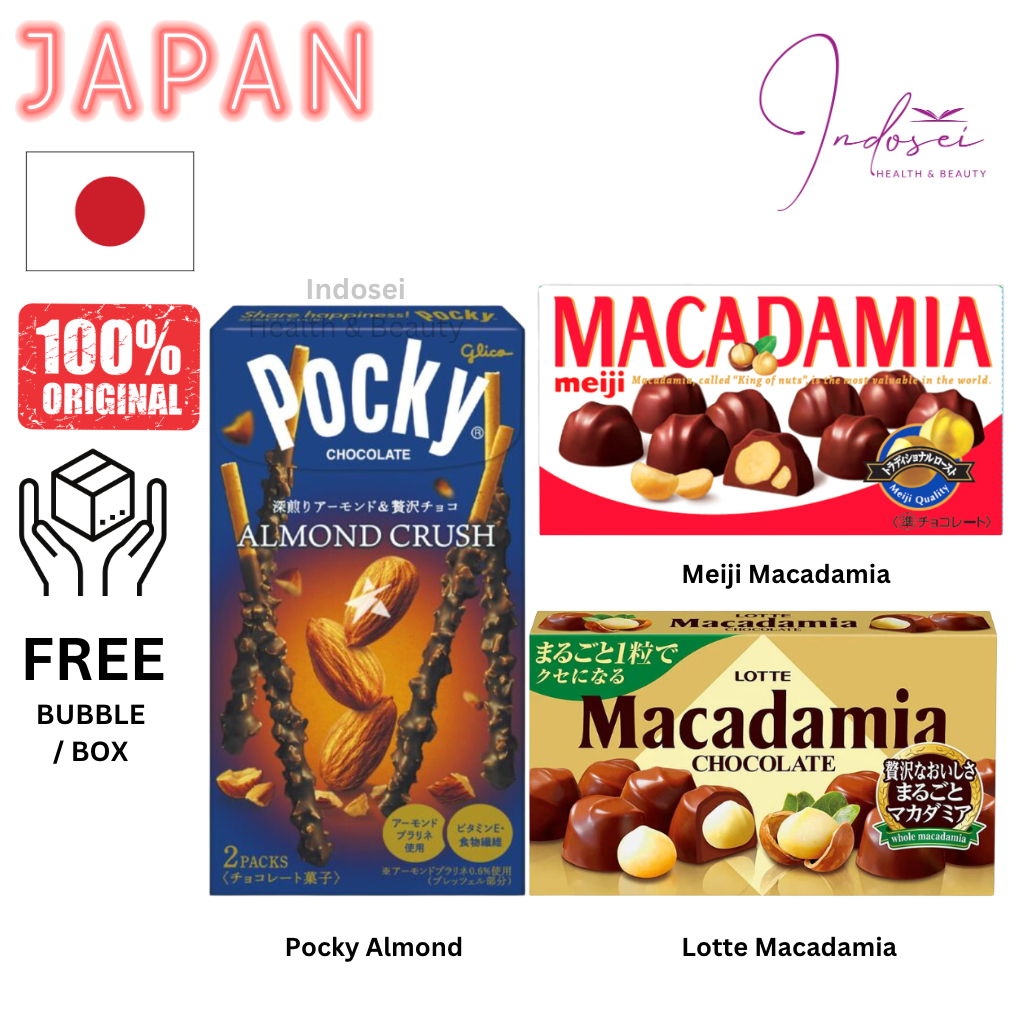 

Pocky Almond Japan | Lotte Macadamia Japan | Meiji Macadamia Japan | Chocolate