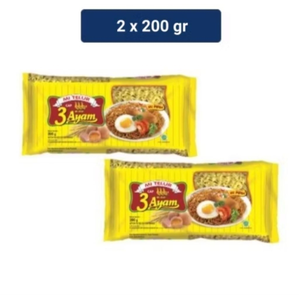 

Cap 3 Ayam Mie Telor Kuning 200 gr x 2 pcs