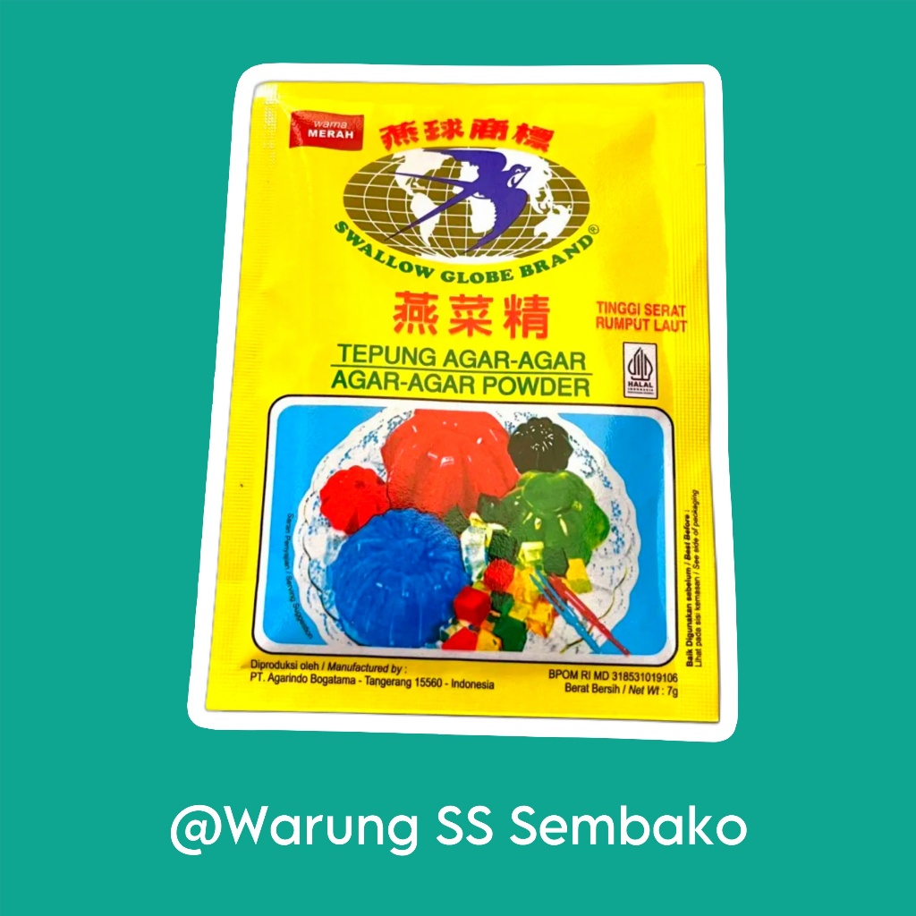 

Swallow Agar-Agar Jelly Merah / Hijau / Plain Bening eceran 1 pcs 20 gram