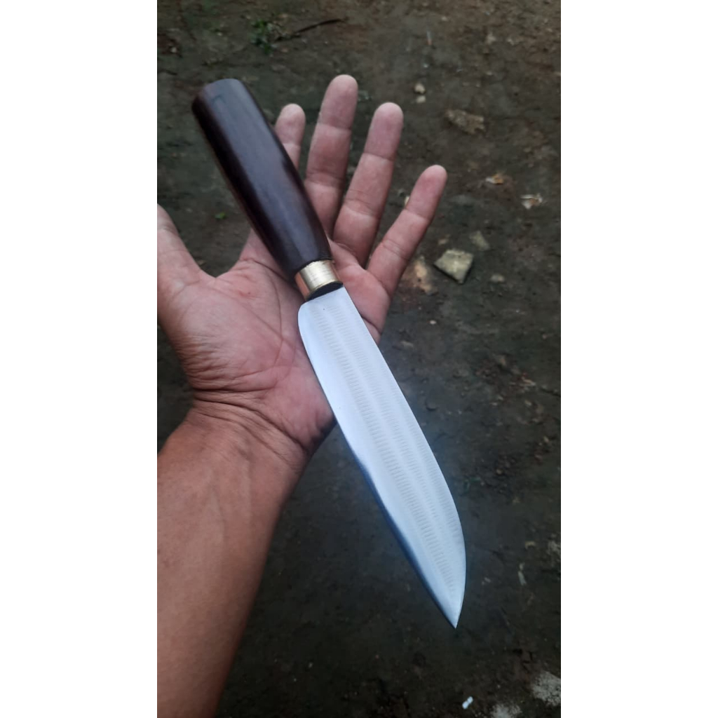 Pisau Baja Per Jeep Willys 15 cm Serbaguna Kuat & Tajam Handle Kayu Sonokeling Sarung Kalb Cocok