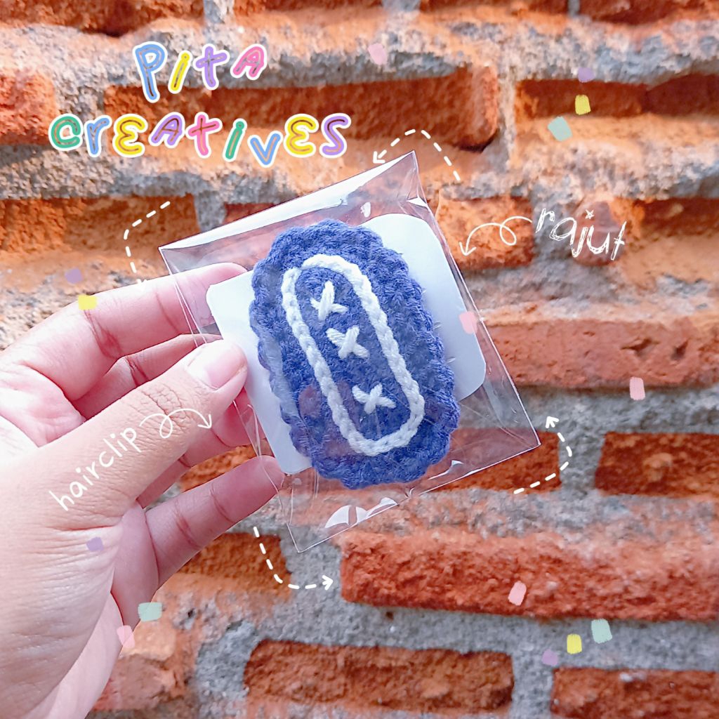 Jepit Rambut Anak Rajut Biru 3X| Hairclip Crochet Blue | Jepit Rambut Korea Lucu