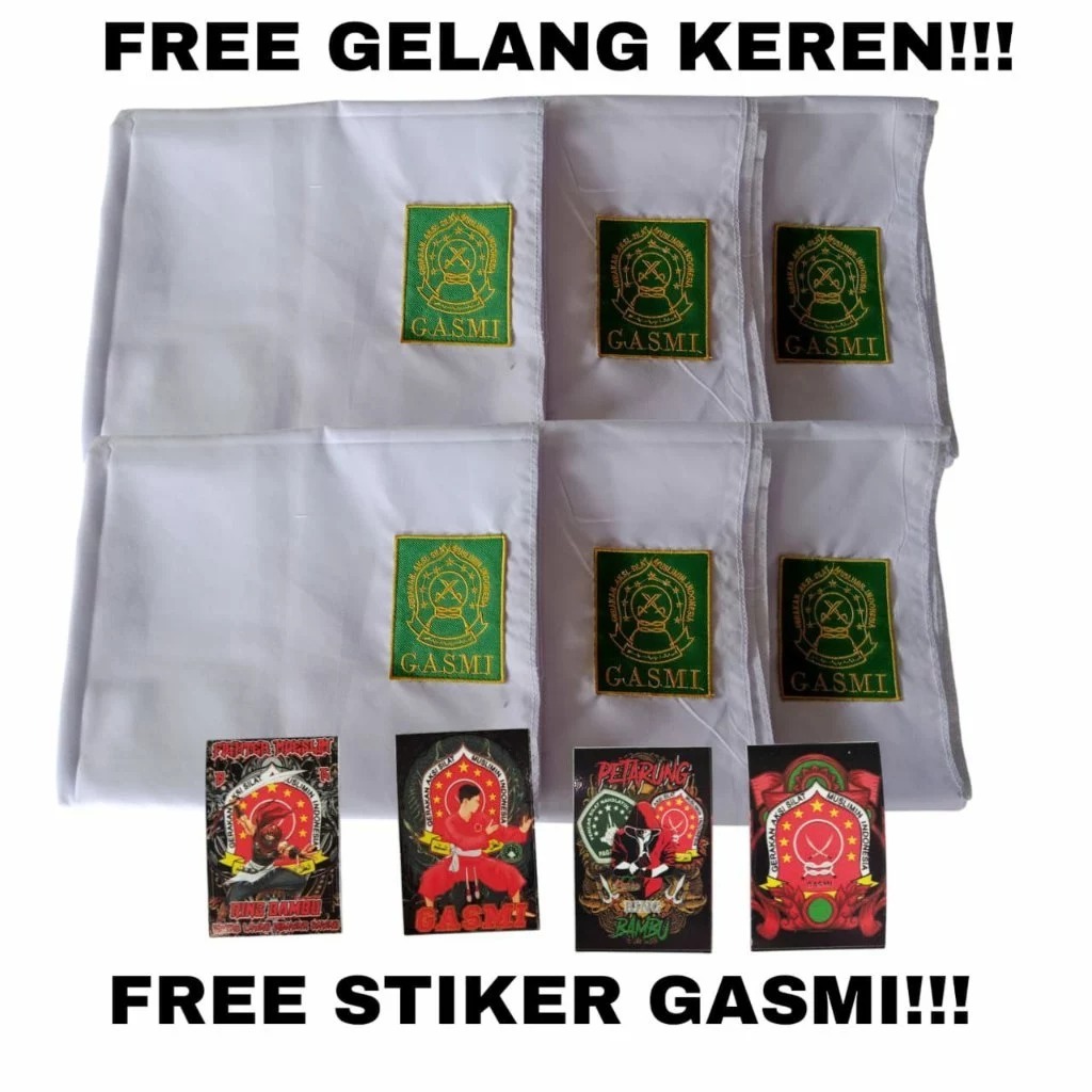 COD SABUK GASMI / SABUK SILAT PUTIH GASMI / MORI GASMI / SEELENDANG MORI GASMI 3 METER FREE STIKER D