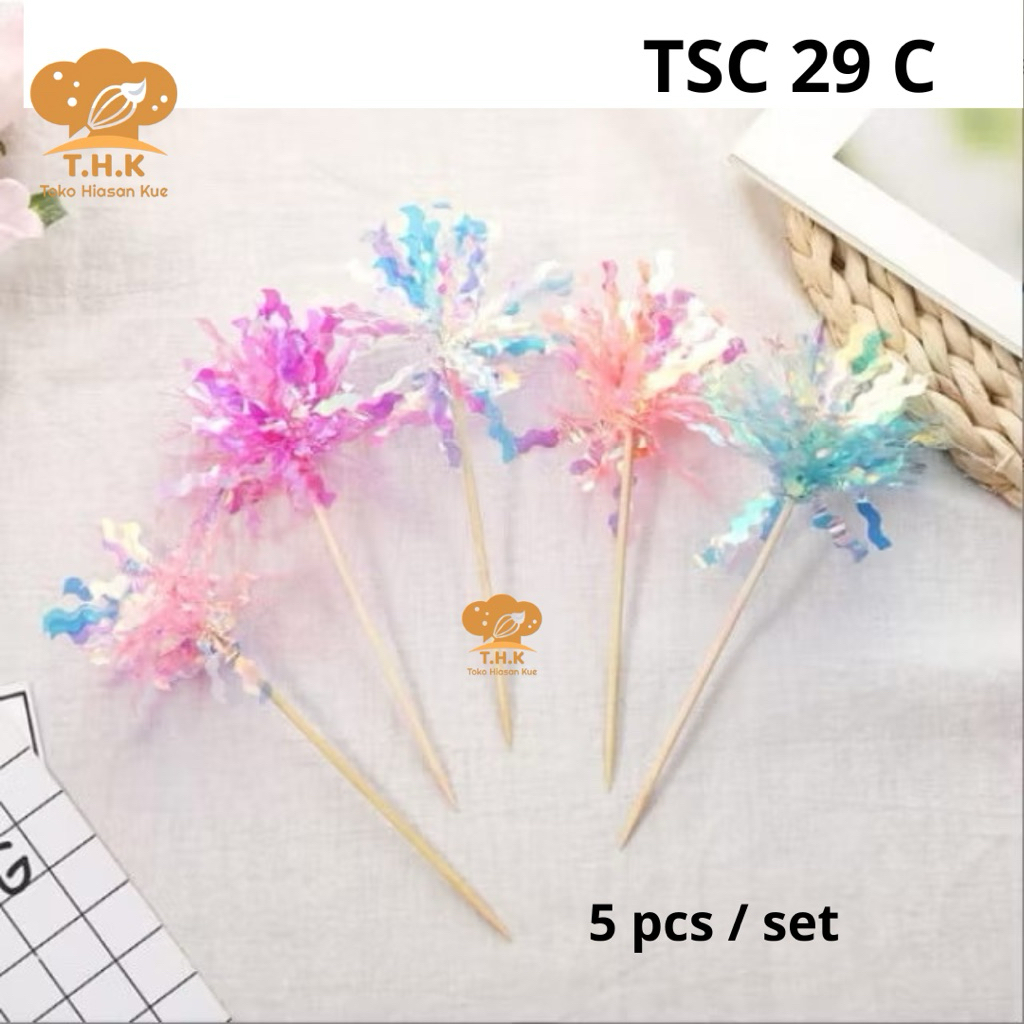 TSC29 - Hiasan Kue Cake Topper Kertas Fireworks Kembang Api Warna Warni