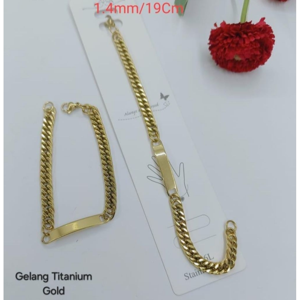 GELANG RANTAI TITANIUM PLAT WANITA KUALITAS IMPORT/ GELANG RANTAI TITANIUM WANITA MODEL PLAT STAINLE