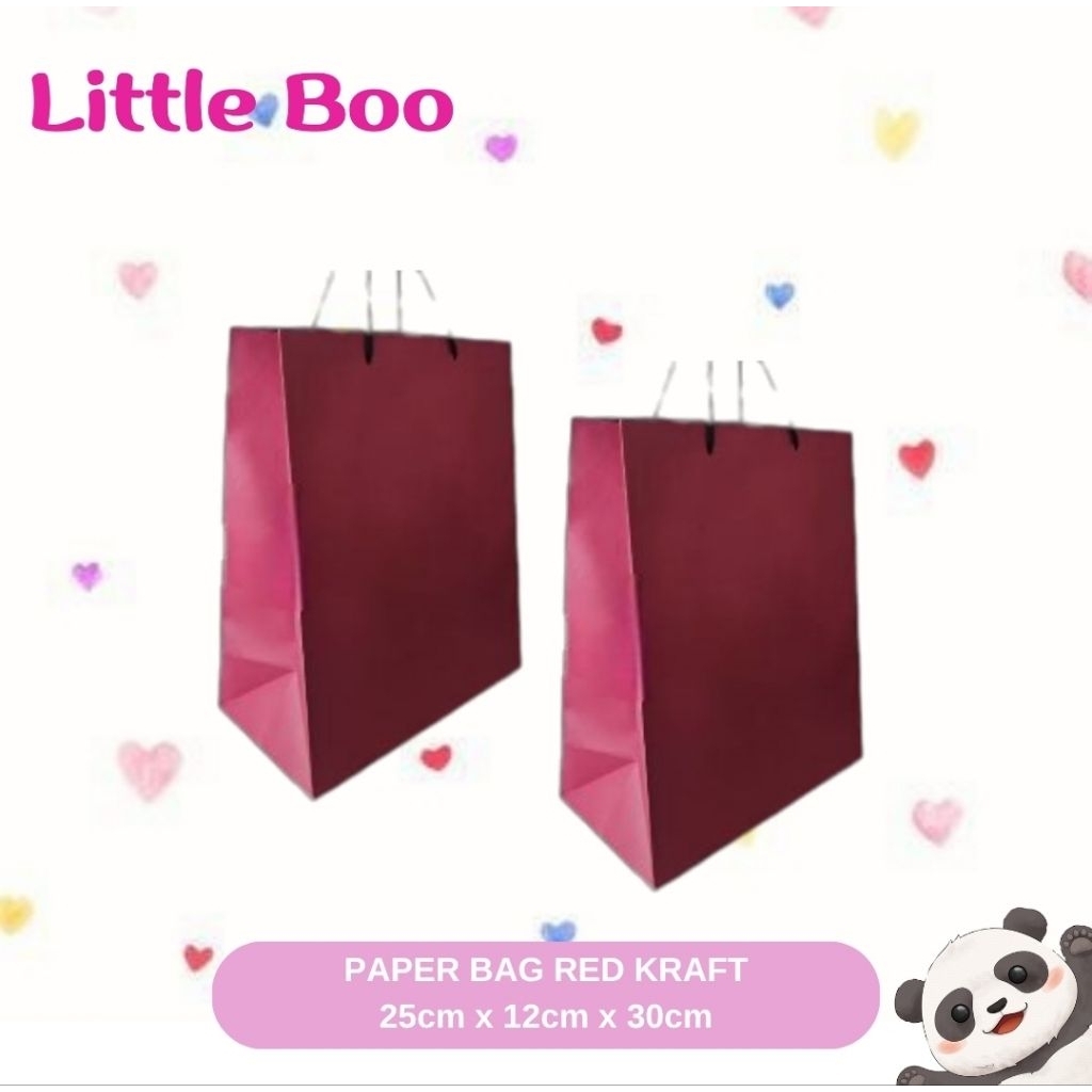 

Paper Bag Kantong Kertas Kraft Merah 25x12x30