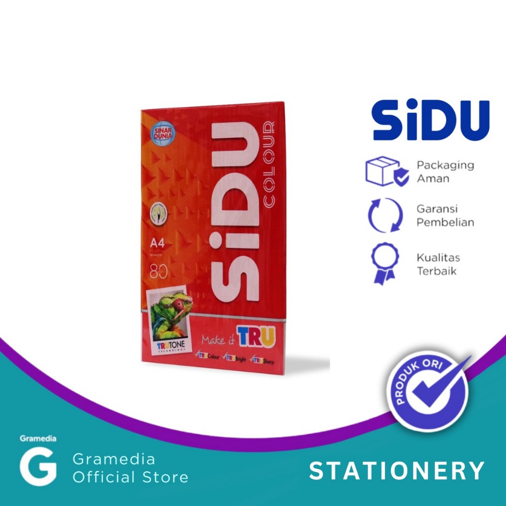 

Kertas HVS Warna Sidu A4 80Gsm Deep Red 50 Sheets