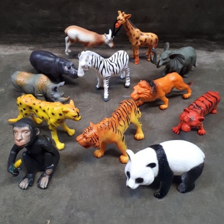 New MAINAN HEWAN KARET SET ISI 12 PCS WILD ANIMALS