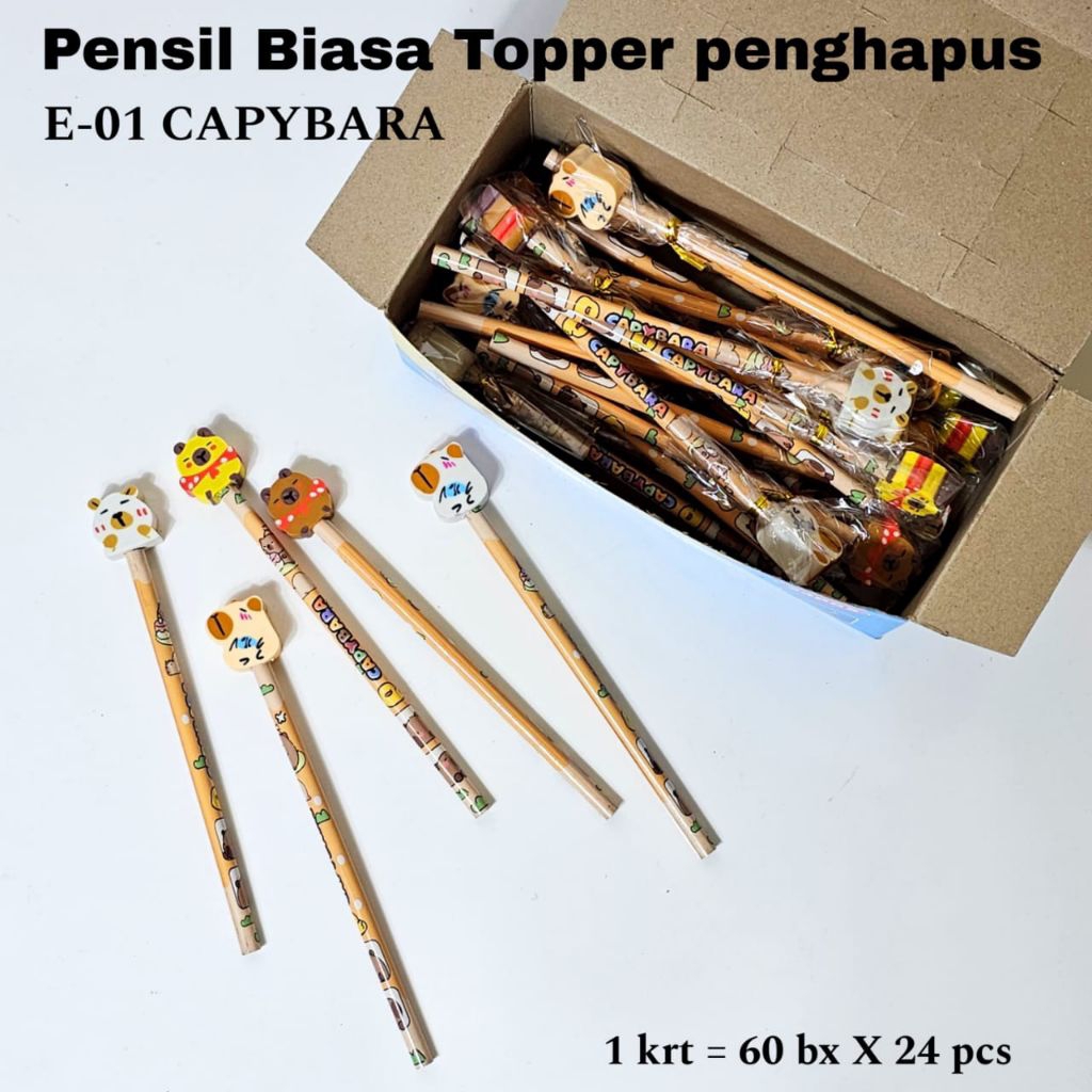 

Pensil Tulis Biasa Topper CapyBara/Pensil Tulis Biasa + Penghapus/Pensil Tulis Motif CapyBara/Per Pcs