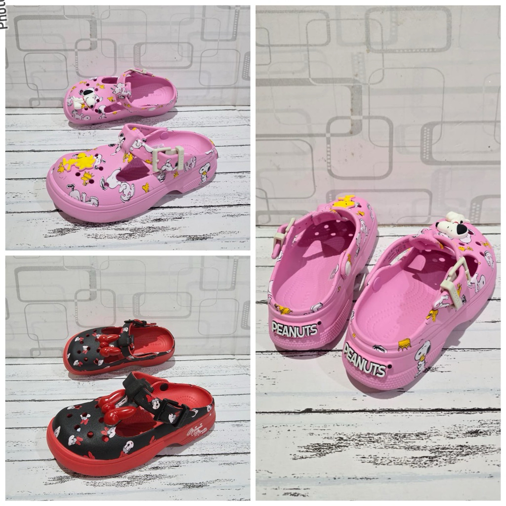 TERMURAH Sendal Crocs Maryjane Peanuts & Minnie Mouse Clogs Women / Croc Clog Wanita / Sandal Slip O