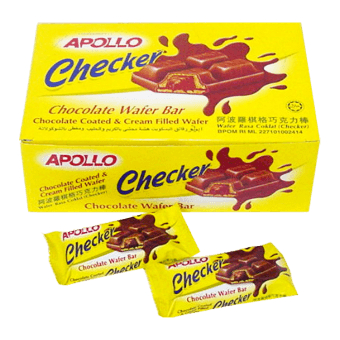 

Apollo Chocolate, Pandan, Strawberry stick wafer | Roka Peanut Bar | Checker Bar 24 Pcs