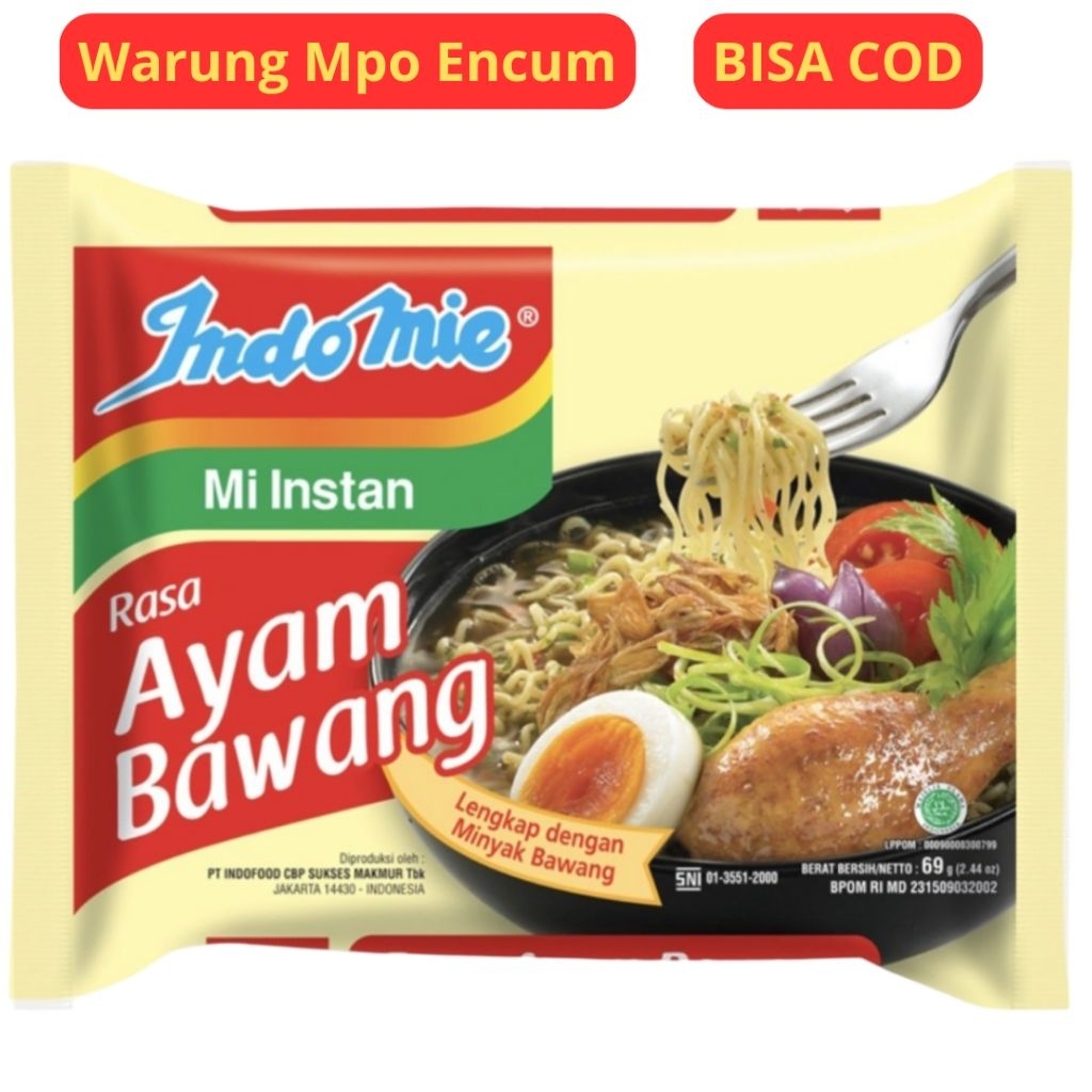 

Indomie Ayam Bawang / Mie Instan Rebus / Mie Instan Kuah 69 Gram