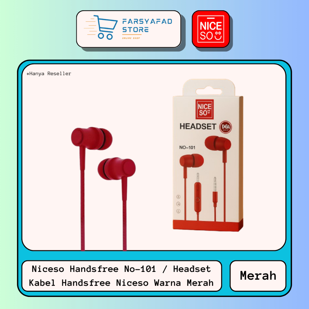 Niceso Handsfree No-101 / Headset Kabel Handsfree No-101 Niceso Warna Merah