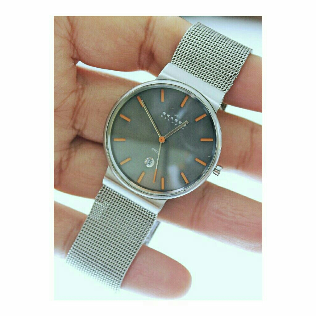 jam tangan gaya minimalis Skagen Denmark Slimline