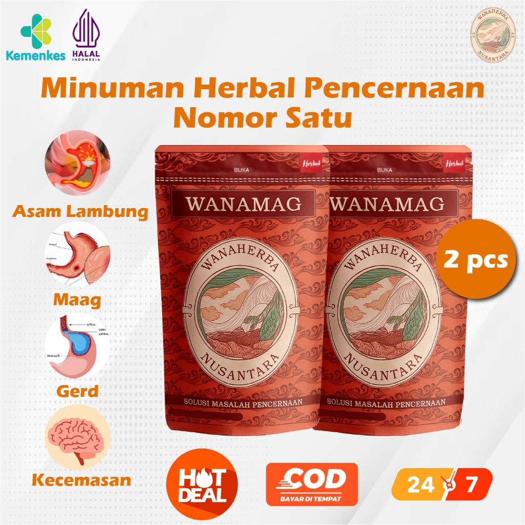 

Wanamag 2 Pcs Minuman Herbal Pencernaan Obat Asam Lambung / Maag / Gerd / Anxiety Kecemasan / Panas Ulu Hati