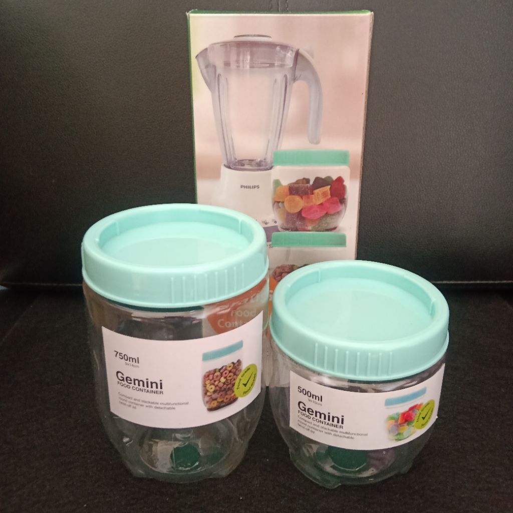 Gemini Toples Mini Plastik 1 Set (500 ML & 750 ML) - Food Container BPA Free PET