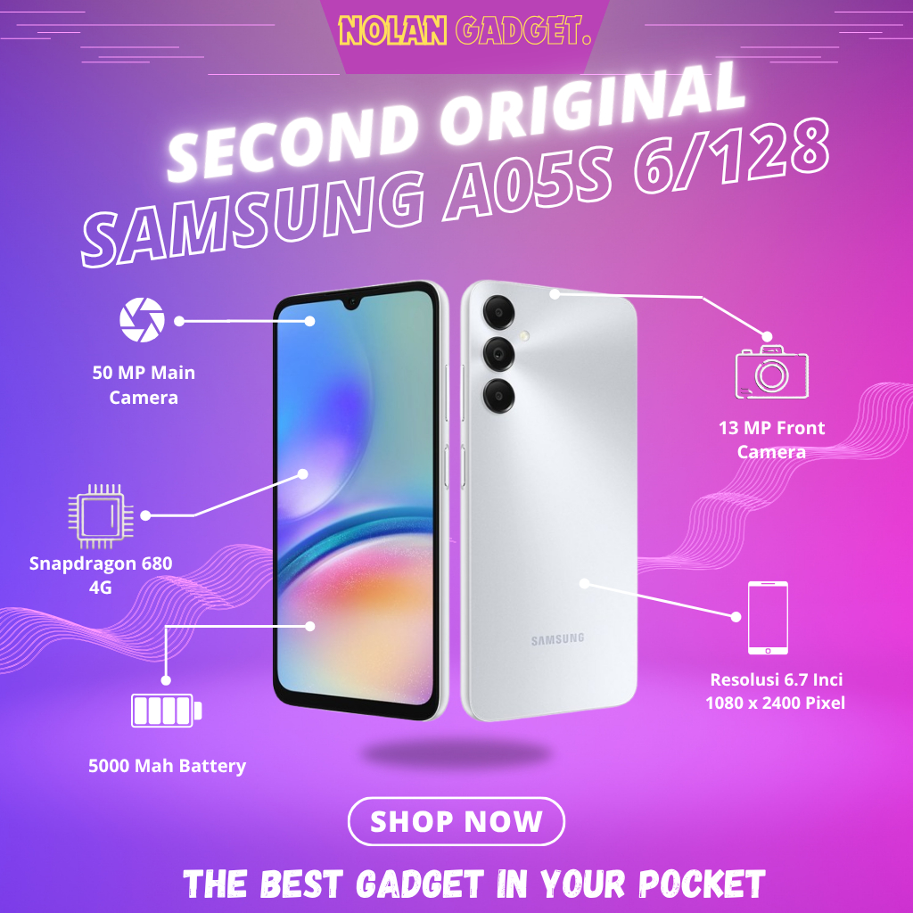 SAMSUNG GALAXY A05s • RAM 6/128 GB ORIGINAL FULLSET MULUS SEIN (SECOND)