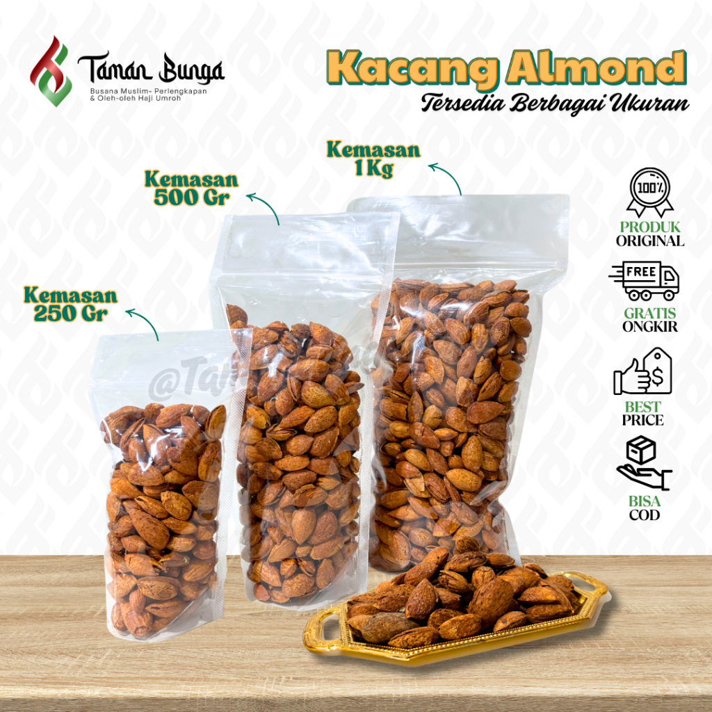 

KACANG ALMOND ROASTED (100% Original) / OLEH-OLEH HAJI UMROH / 250 GRAM
