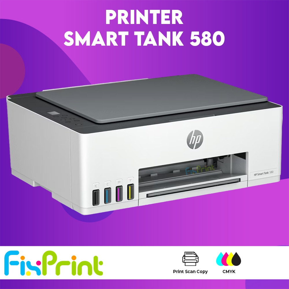 FixPrint Printer HP SmartTank 580 Print Scan Copy WiFi AIO 580 Multifunctions All-In-One Wireless A4