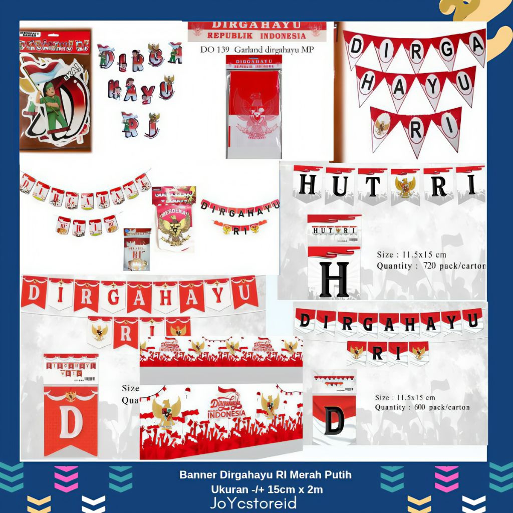 Banner Dirgahayu RI | Tulisan Dirgahayu RI | Dekorasi 17 Agustusan | Ornamen 17 Agustusan | Merah Pu