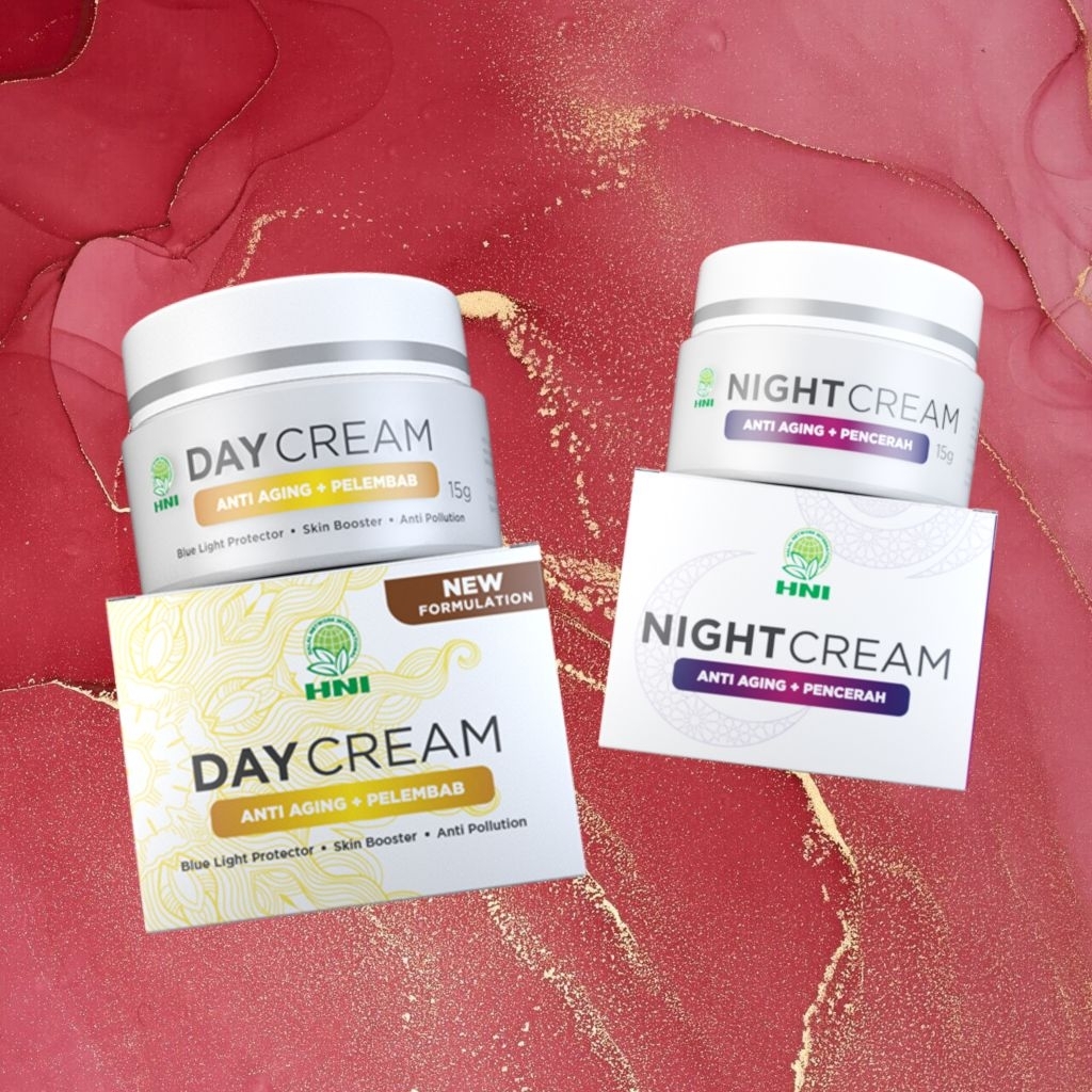 DAY CREAM & NIGHT CREAM HNI HPAI | KRIM PELEMBAB WAJAH PAGI DAN MALAM