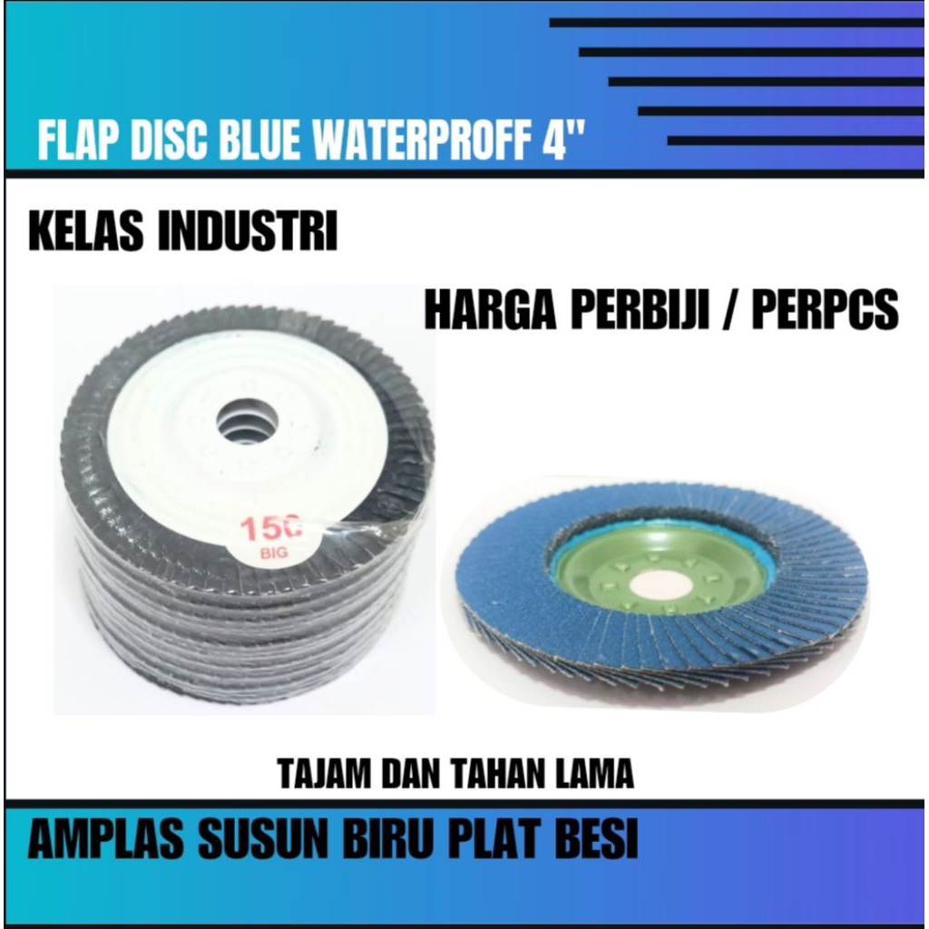 Amplas Bulat Amplas Susun Amplas Gerinda Plat Besi Flapdisc Blue Waterproof 4"