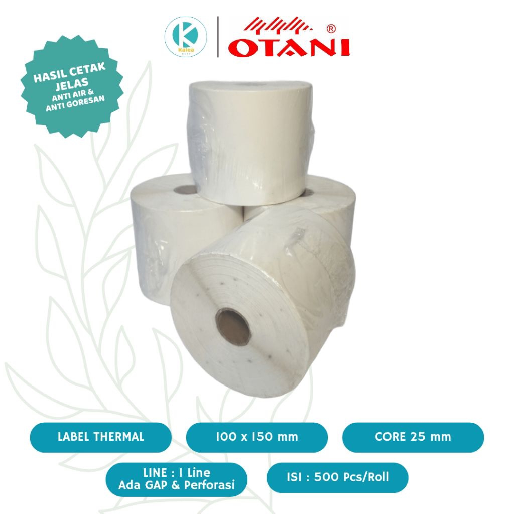 

Label Thermal 100x150 mm OTANI Core 25 mm Sticker Label Thermal Barcode Online Shop Resi Pengiriman AWB Isi 500 lembar/Roll