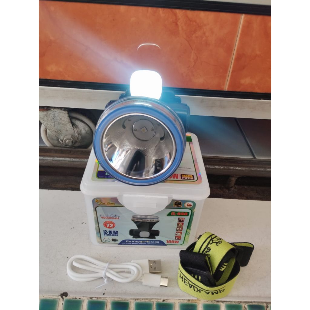 Senter kepala cas 100watt Jinlong JL 608 super terang cahaya putih