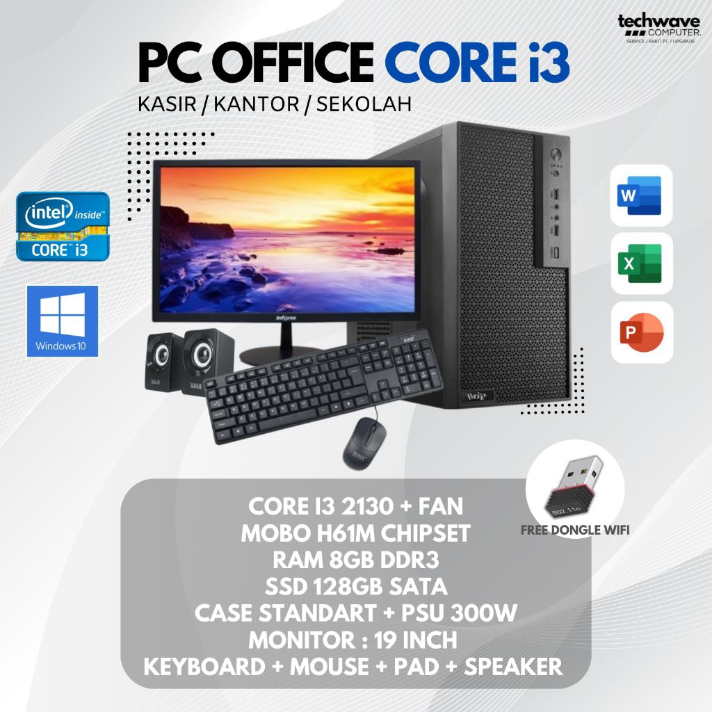 RAKITAN PC OFFICE / PC KANTORAN / PC SEKOLAH / PC ADMIN INTEL CORE I3 PAKET KOMPUTER PC MURAH LENGKA