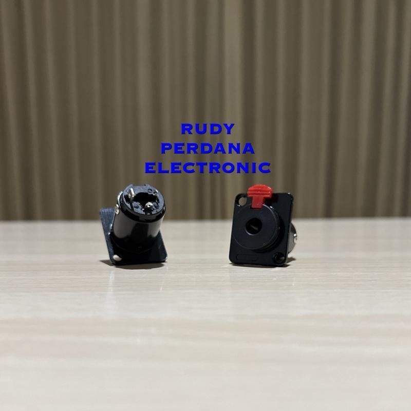 SOCKET SOKET AKAI 6.5MM 6.5 MM FEMALE CEWEK MONO 3P 3 PIN PANEL BODI BODY KOTAK BESI METAL HITAM