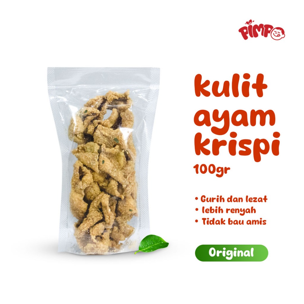 

100gr Pimpo Kripik Kulit Ayam Krispi / Kripik Kulit Ayam Crispy Premium Daun Jeruk