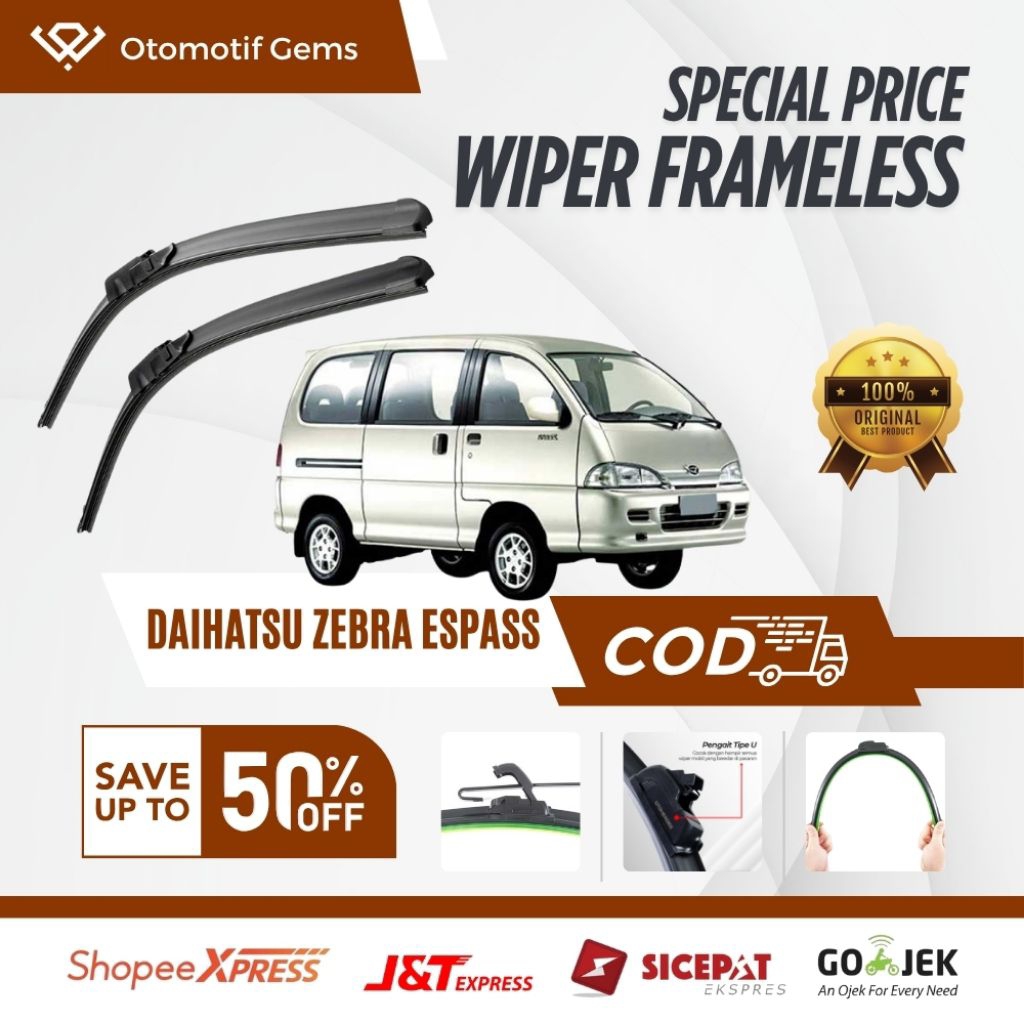 Wiper Frameless Mobil Daihatsu Zebra Espass Halus Anti Suara Sepasang Isi 2 Pcs Kanan Kiri | Wiper K