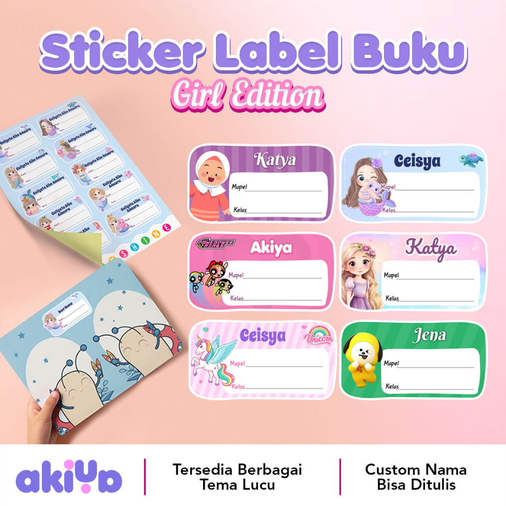 

40PC STICKER LABEL BUKU GIRL EDITION (FREE CUSTOME NAMA)