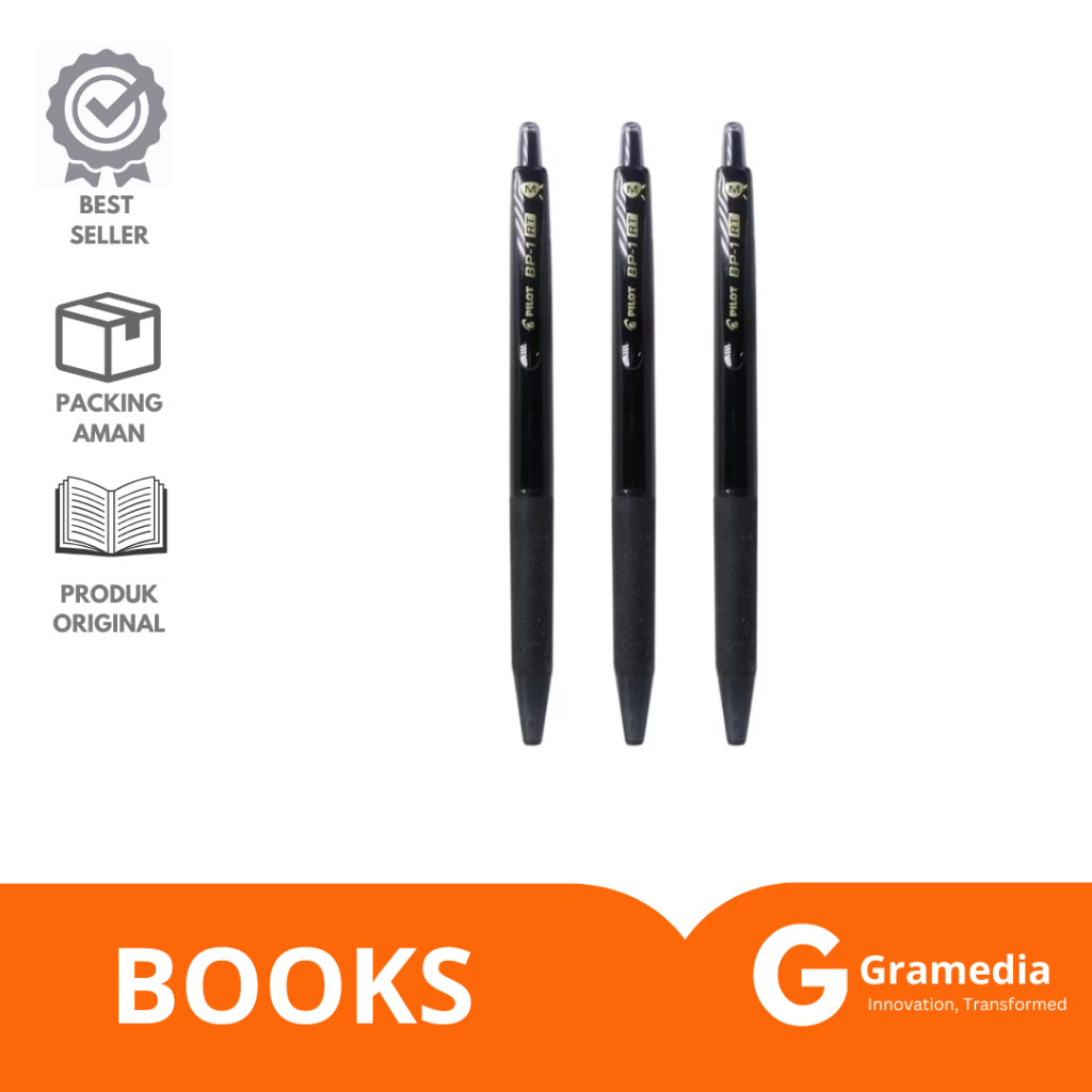 

Gramedia Lampung -Ballpen Pilot BP-1 RT Medium Set 3Pcs Black