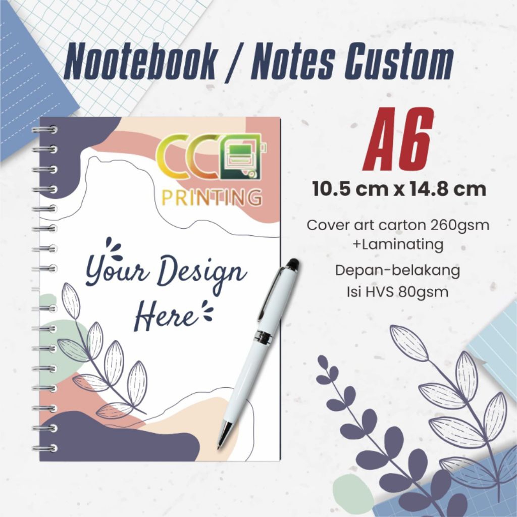 

Buku Notebook A6 custom spiral/Buku notes custom/Buku souvenir isi 100 lembar