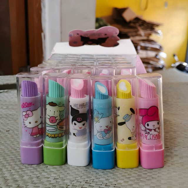 

{ Isi 6 Pcs/ 6 Warna } Hapusan Model Karakter/Penghapusan Model Lipstik