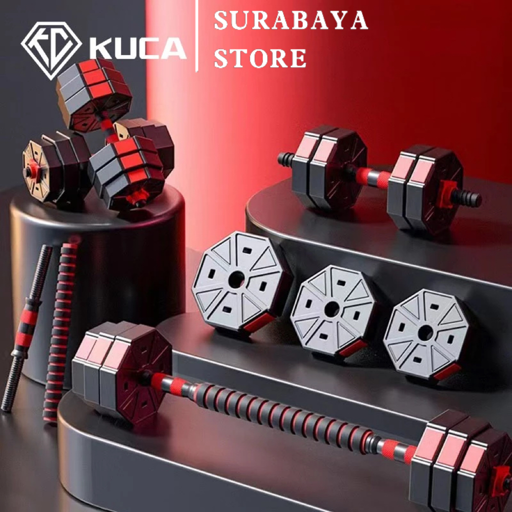 KUCA /Dumbbell Set 20KG Dumbbell Barbel Set 3 IN 1Multifunctional  PVC Dumbbell Set
