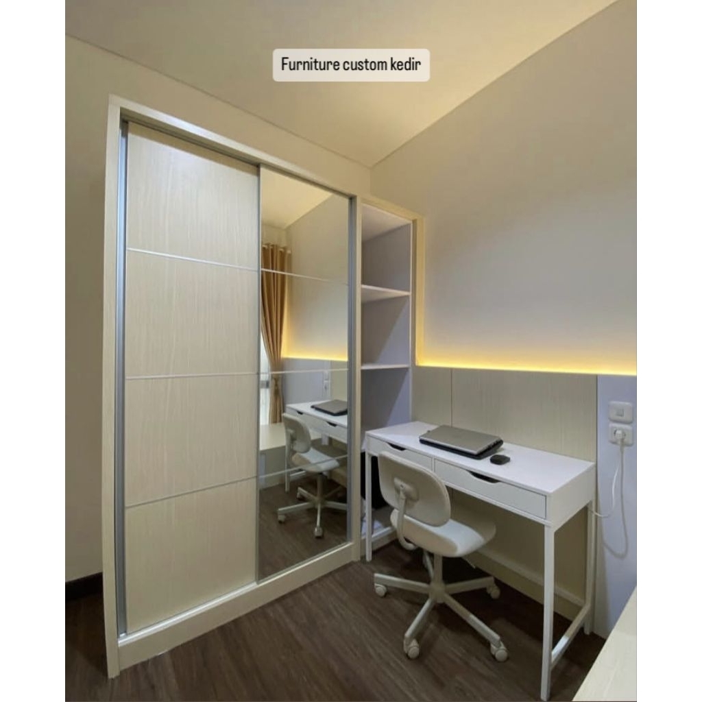 Set Kamar Tidur Custom Minimalis – Lemari Sliding, Meja Belajar, Tempat Tidur Laci | Furniture Kedir