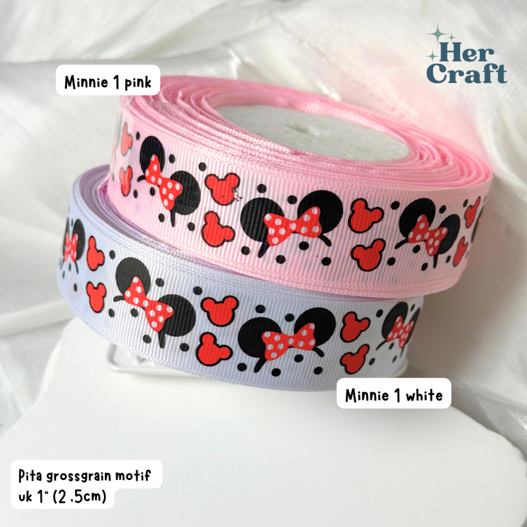 

hercraft - ( 5 METER / 1 ROLL ) Pita grossgrain 2,5 cm - pilih motif