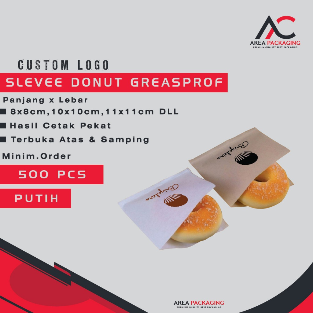

KANTONG KERTAS DONUT + CUSTOM LOGO - SLEEVE DONUT GREASEPROOF