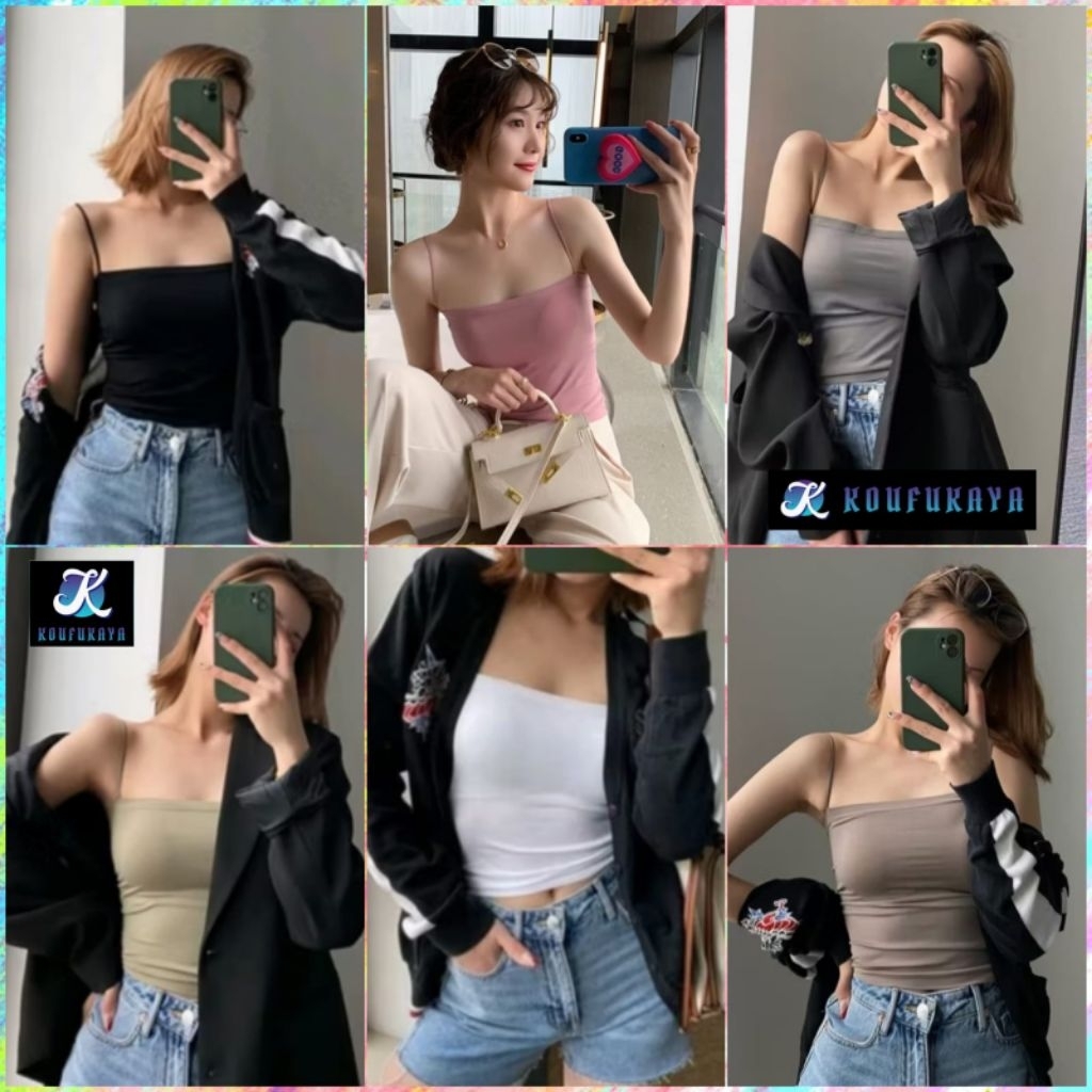 Paket Murah (Paket Usaha) 6Pcs Tanktop Wanita Jumbo With Cup Tanpa Kawat Polos Elastis Kaos High Qua
